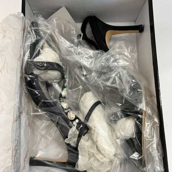 Johnathan Kayne Footwear Open Toe Heels Jeweled Ankle Strap Black/Purple Sz 10.5 - Picture 11 of 13